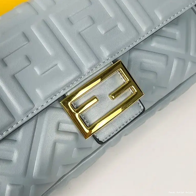 Affordable FF Motif Nappa Baguette Blue In Fendi Bag Medium Leather Sky 0520